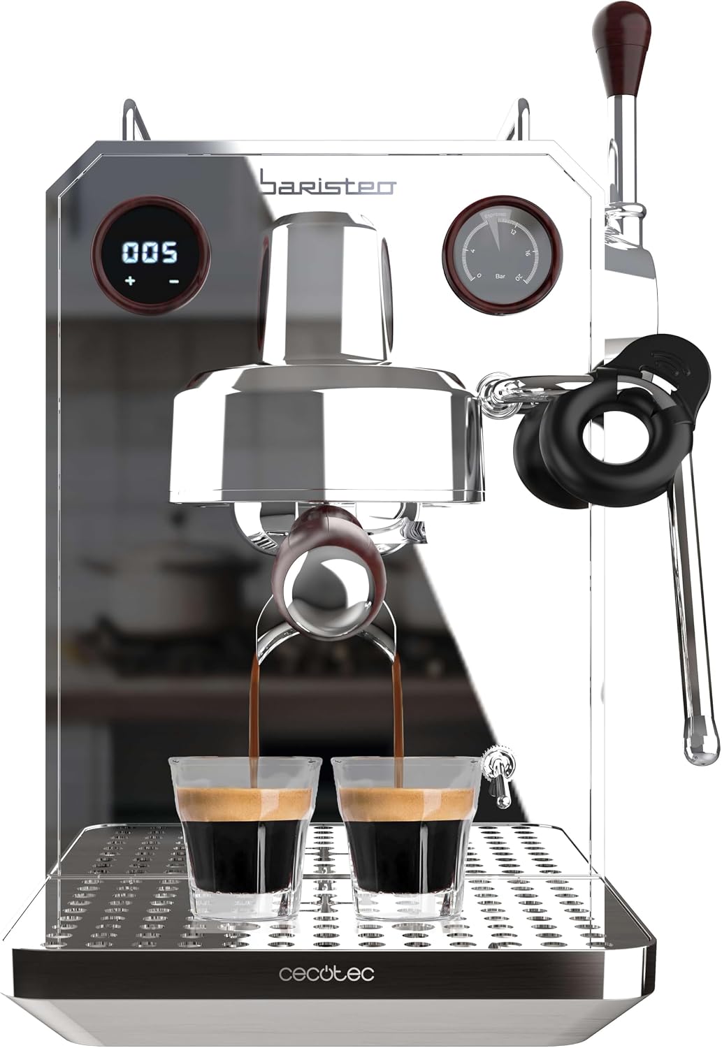 Cecotec Espresso Kaffeemaschine, 1,7 L, 15 Bar, Silber/Schwarz