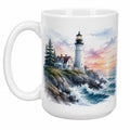 Weiße Keramiktasse mit Leuchtturm-Motiv, 320ml