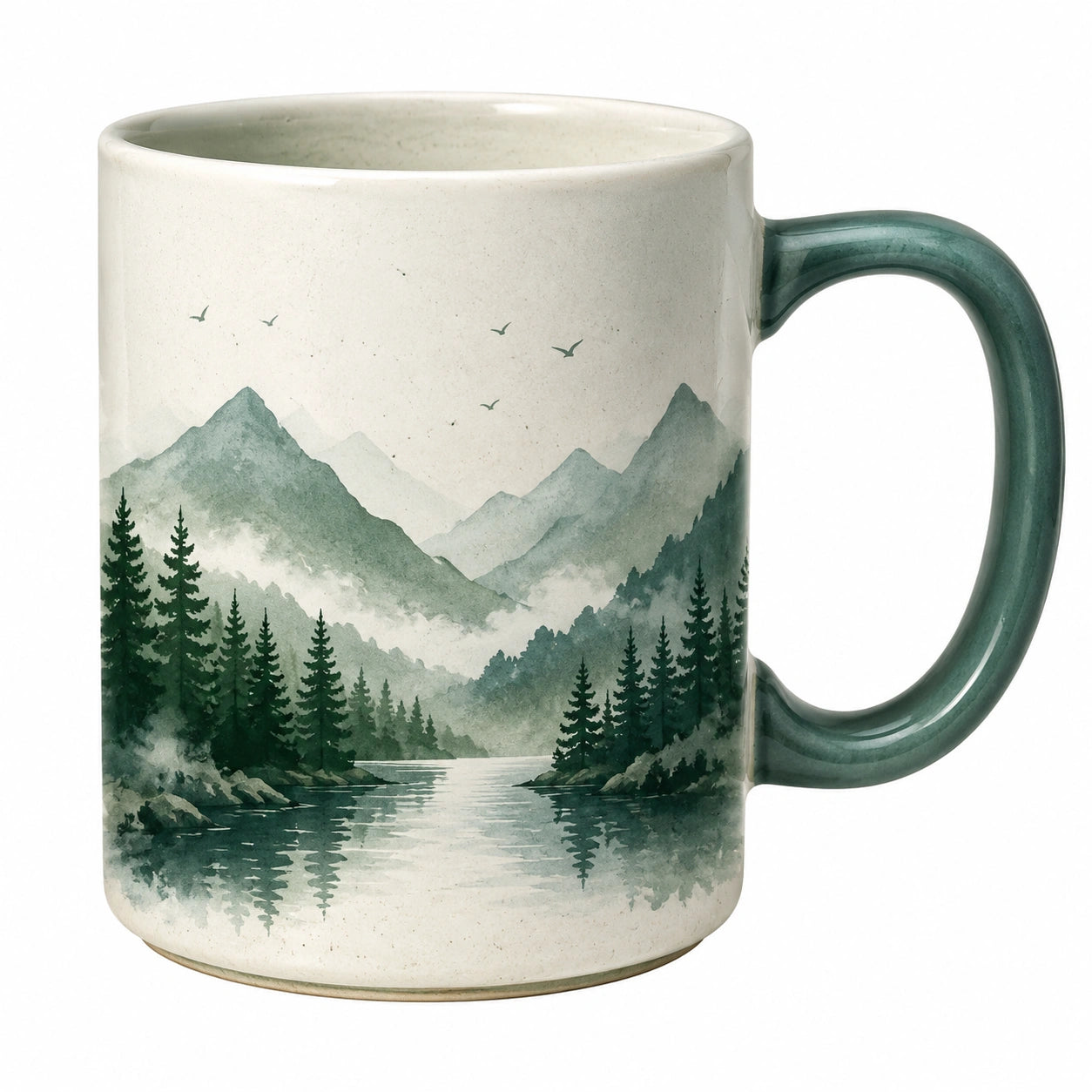 Keramikbecher mit Landschaftsmotiv 350 ml Grün
