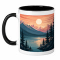 Keramiktasse mit Landschaftsmotiv 350ml - Schwarz/Weiß