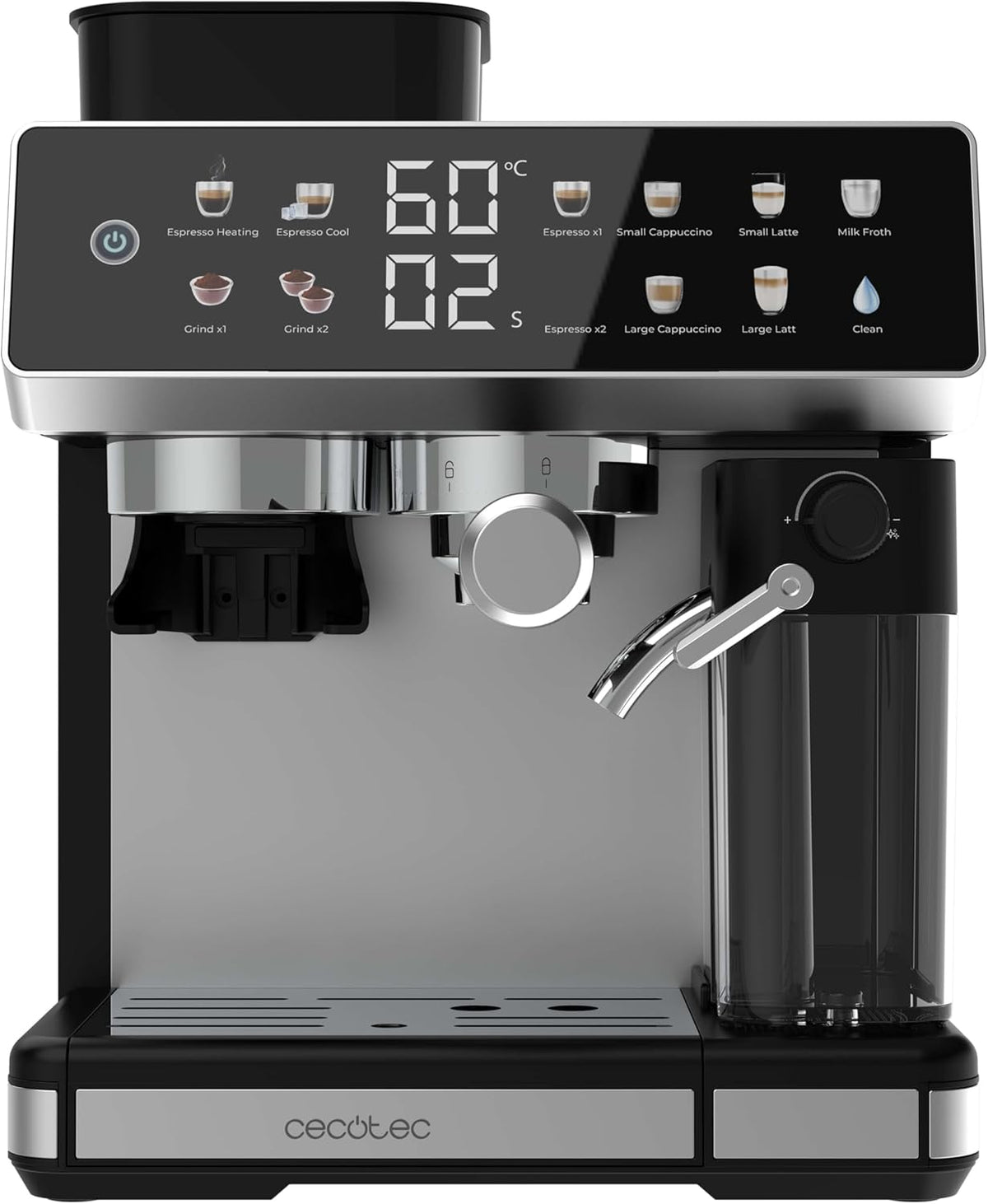 Cecotec Kaffeemaschine, 2,6 l, 1350 W, 20 bar, mit Selbstreinigung, Schwarz/Silber