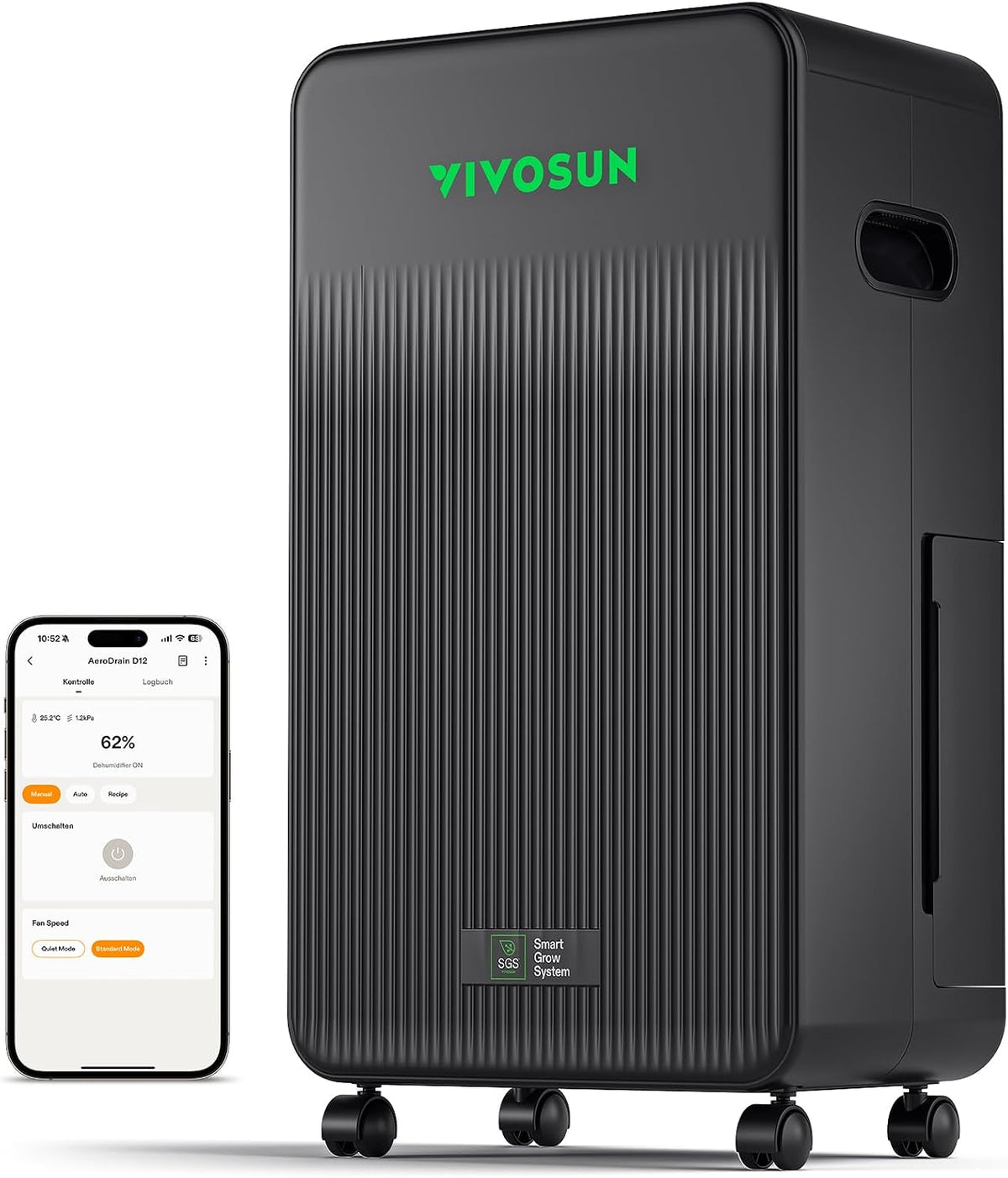 VIVOSUN D12 Luftentfeuchter, mit WLAN, Schwarz