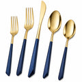 Elegantes 5-teiliges Besteckset in Gold und Blau