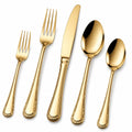 Elegantes 5-teiliges goldfarbenes Besteckset mit polierter Oberfläche