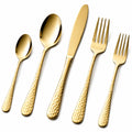 Luxuriöses Goldenes Besteckset 5-teilig, gehämmert