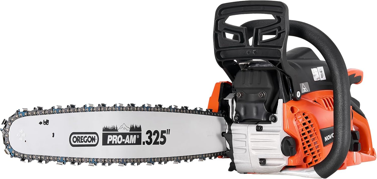 NovorikX Benzin Kettensäge, 2,1 kW, 12000 rpm, 600 ml, für den Garten, Orange/Schwarz/Silber