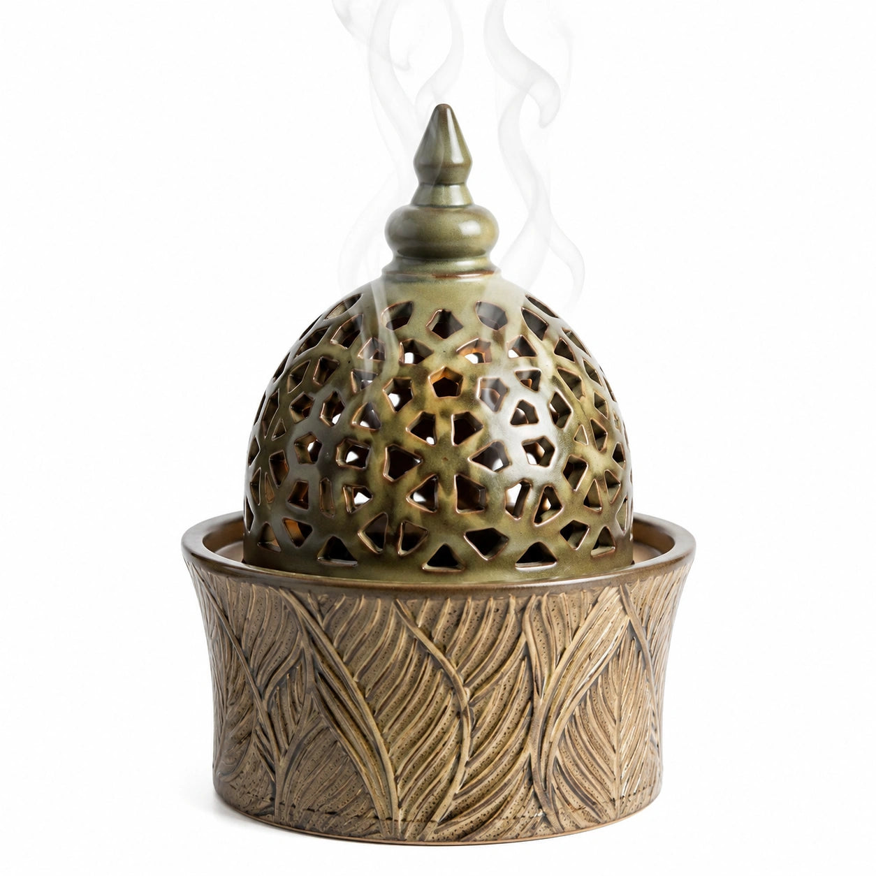 Orientalisches Räuchergefäß aus Keramik mit bronzefarbenem Finish