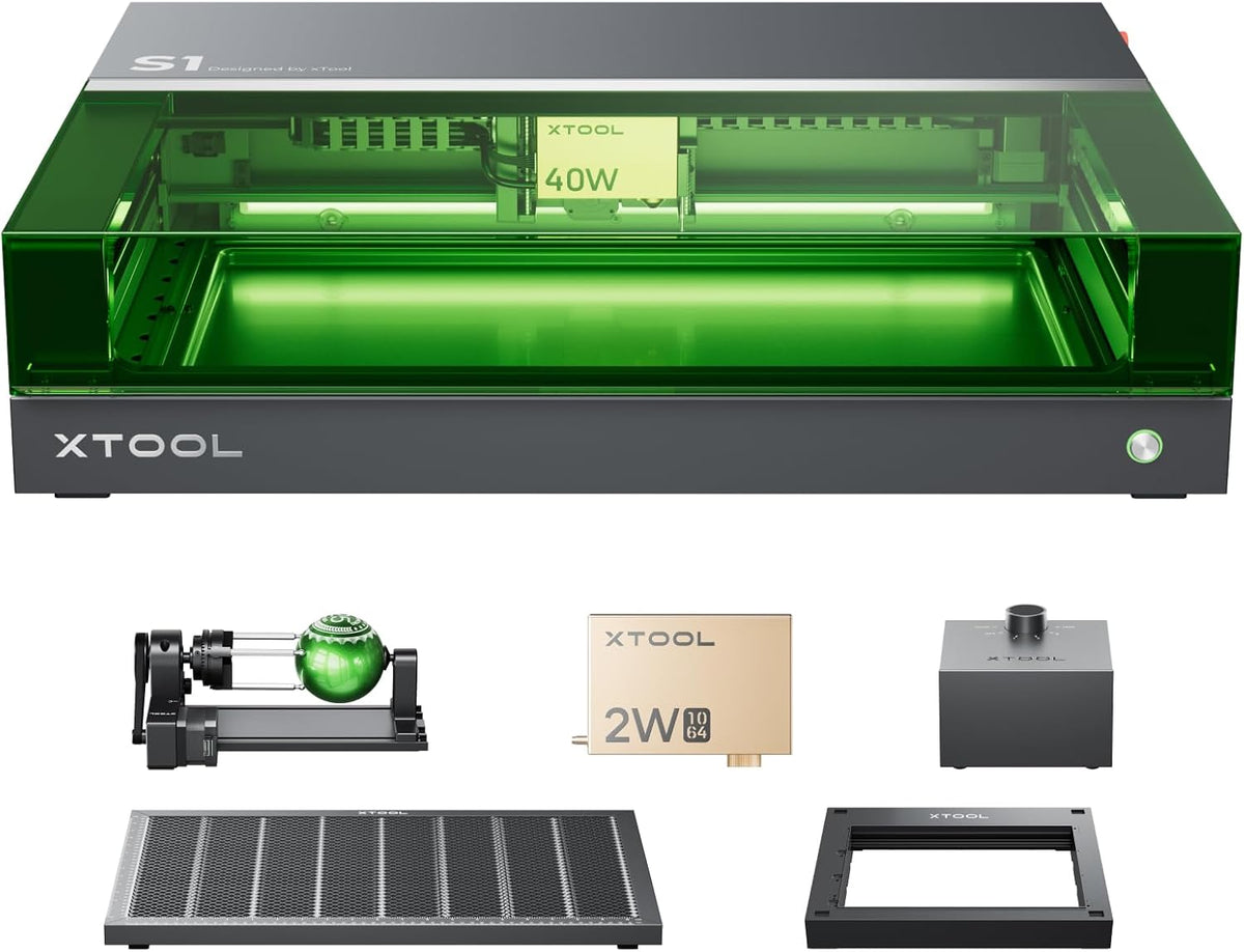 xTool S1 Gravurwerkzeug, 40 W, Schwarz/Grün