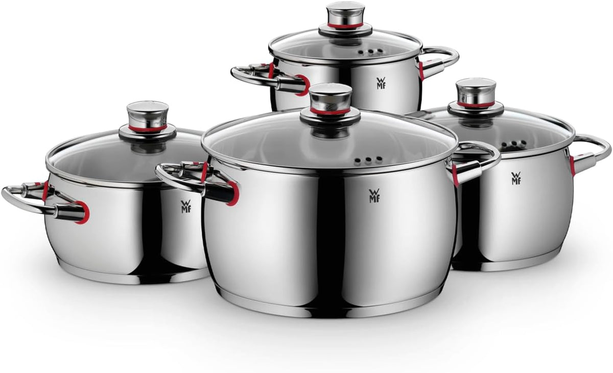 WMF Topfsets, aus Edelstahl und Stahl, Silber/Rot