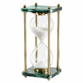 Dekorative Sanduhr mit grünem Marmorsockel und goldfarbenem Gestell