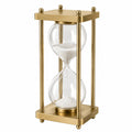 Dekorative Sanduhr mit Metallrahmen, weißem Sand, 15 Minuten, Gold