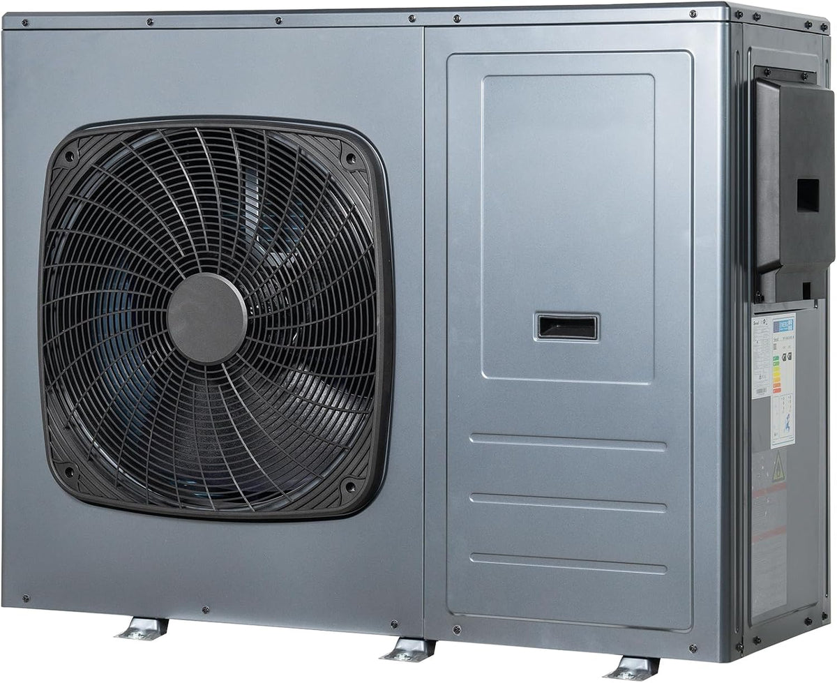 Techomey R290 Wärmepumpen, 5–75 °C, 8 kW, Grau/Schwarz
