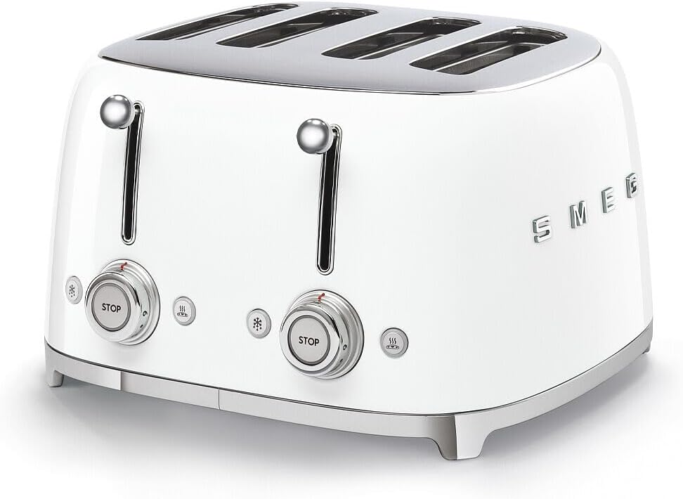 SMEG TSF03WHEU Toaster, 2000 W, Weiß/Silber