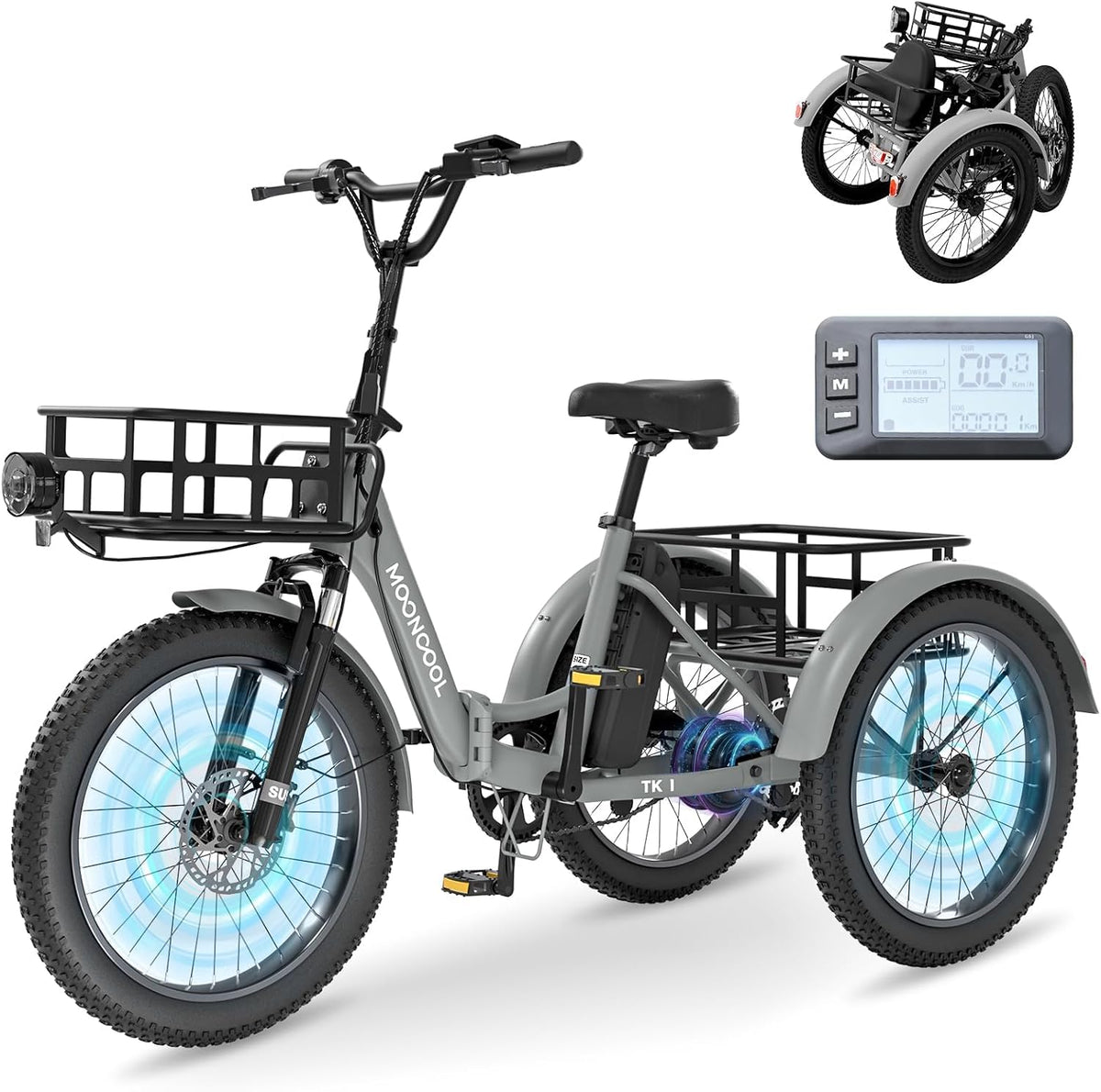 MOONCOOL IP65 E-Bike, 250 W, 36 V, 20 AH, wasserdicht, klappbar, Grau/Schwarz