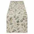 Tischläufer in Leinenoptik mit Blattmuster 180x40cm Beige Grün
