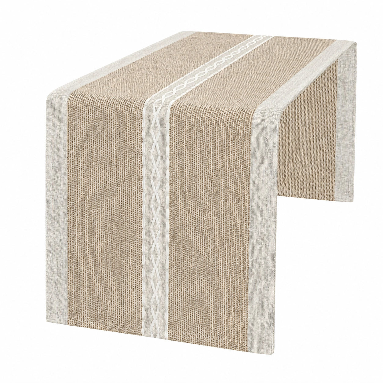 Tischläufer Beige mit Streifenmuster 140x40cm