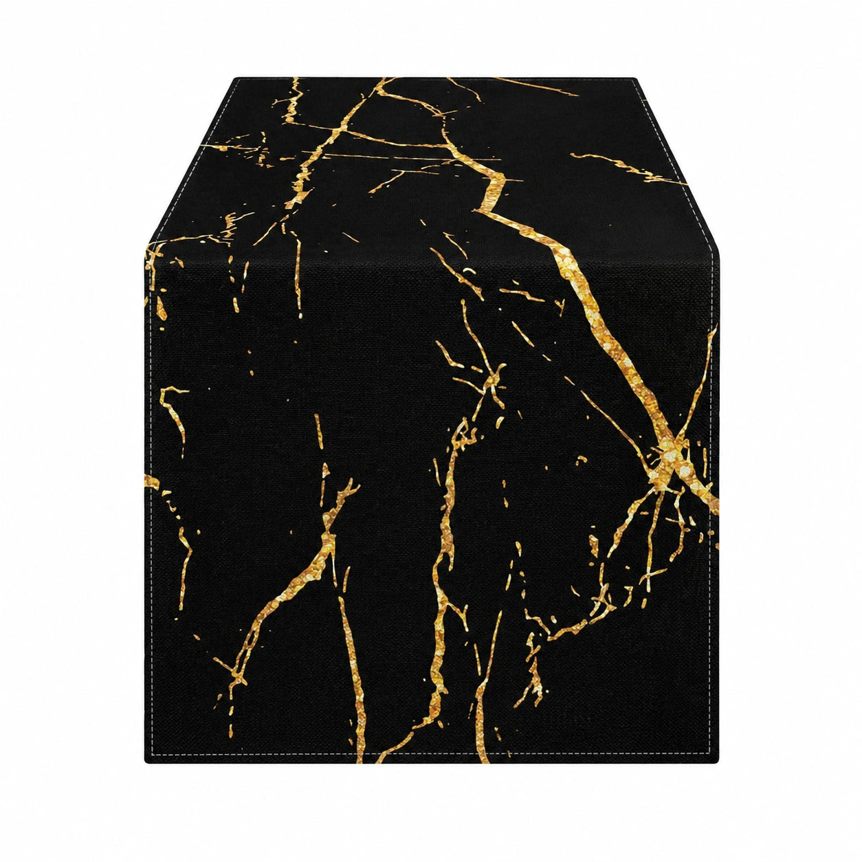 Tischläufer Schwarz mit Goldmarmor-Design 180x35 cm