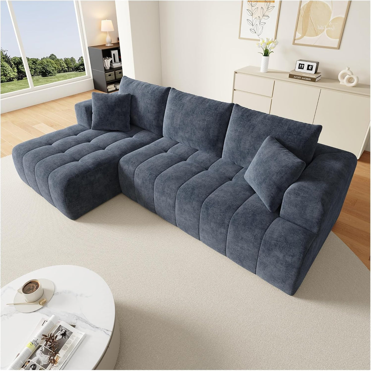 Sofa, aus Stoff, Marineblau, Wyibwy