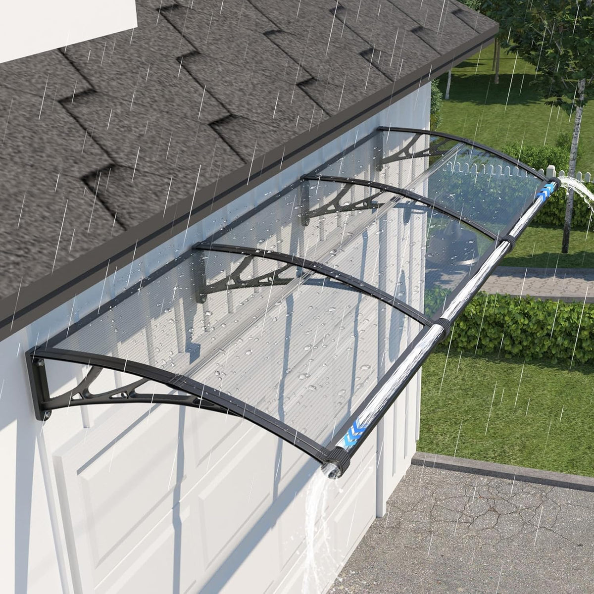 Pavillion, 100 × 300 cm, für die Terrasse, Transparent/Schwarz, GUANSU-CN
