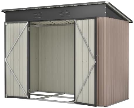 Gerätehaus, 8 × 4 m, wasserdicht, für den Garten, aus Metall, Braun/Grau, gonew21