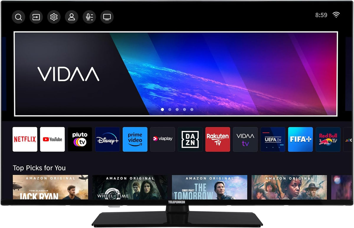 Smart-TV XF40VP750M, 40 Zoll, mit LED, mit WLAN, mit Fernbedienung, mit USB, Schwarz, TELEFUNKEN