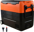 Kühlschrank Auto, 55 L, 12 V, 20 °C, klappbar, mit LED, für Camping, Orange/Schwarz, Skandika