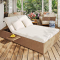Gartenmöbel-Set, klappbar, verstellbar, mit Liegeposition, für den Garten und den Balkon, aus Polyrattan, Beige/Braun, Lahoomu