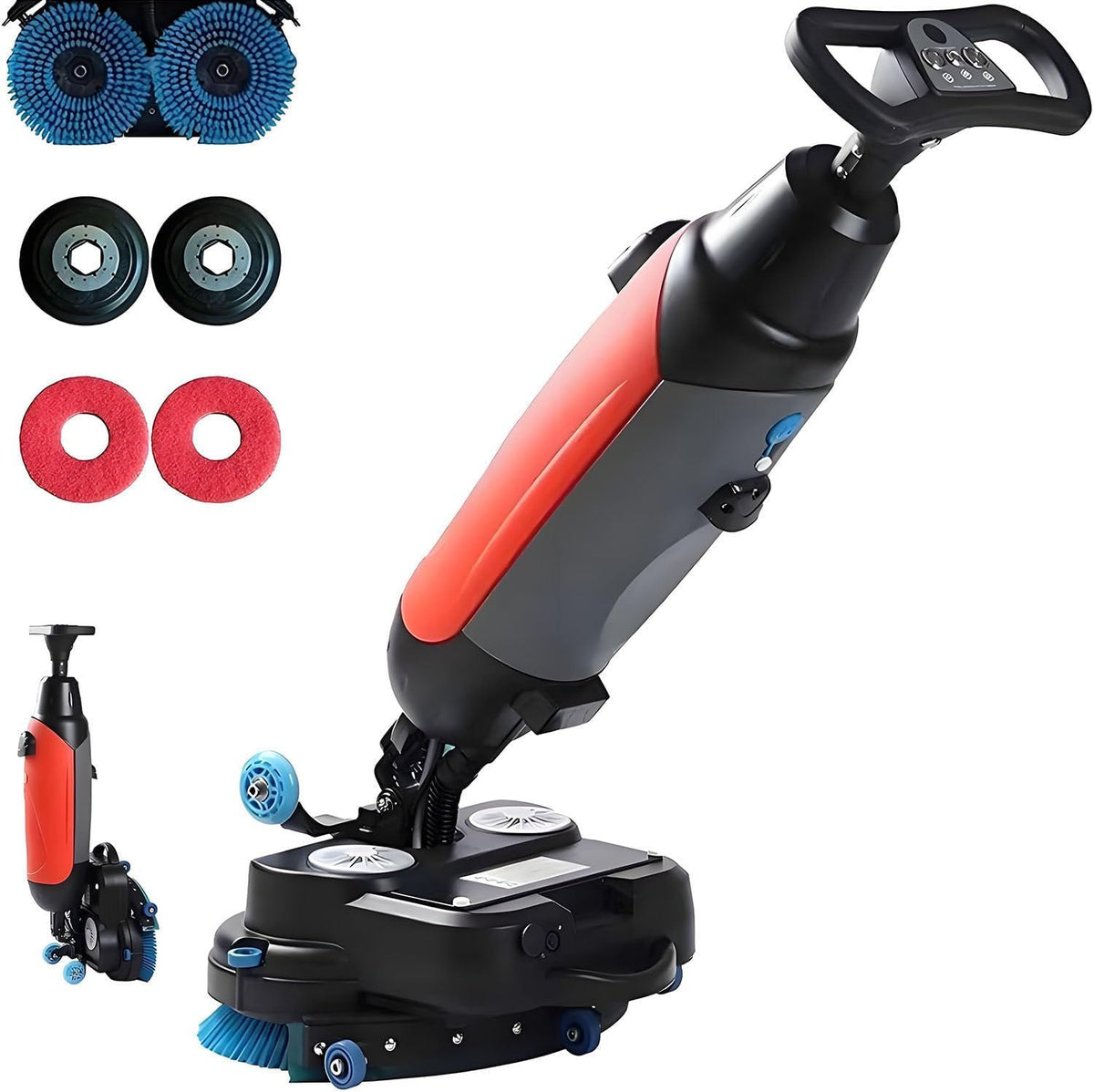 Bodenpoliermaschinen, 36 V, 18 Zoll, 45 cm, kabellos, Rot/Schwarz, YANDDEA