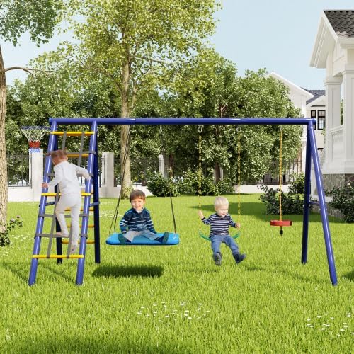 Klettergeräte & Schaukeln in-1, für den Garten, Blau/Gelb/Rot, vutizal