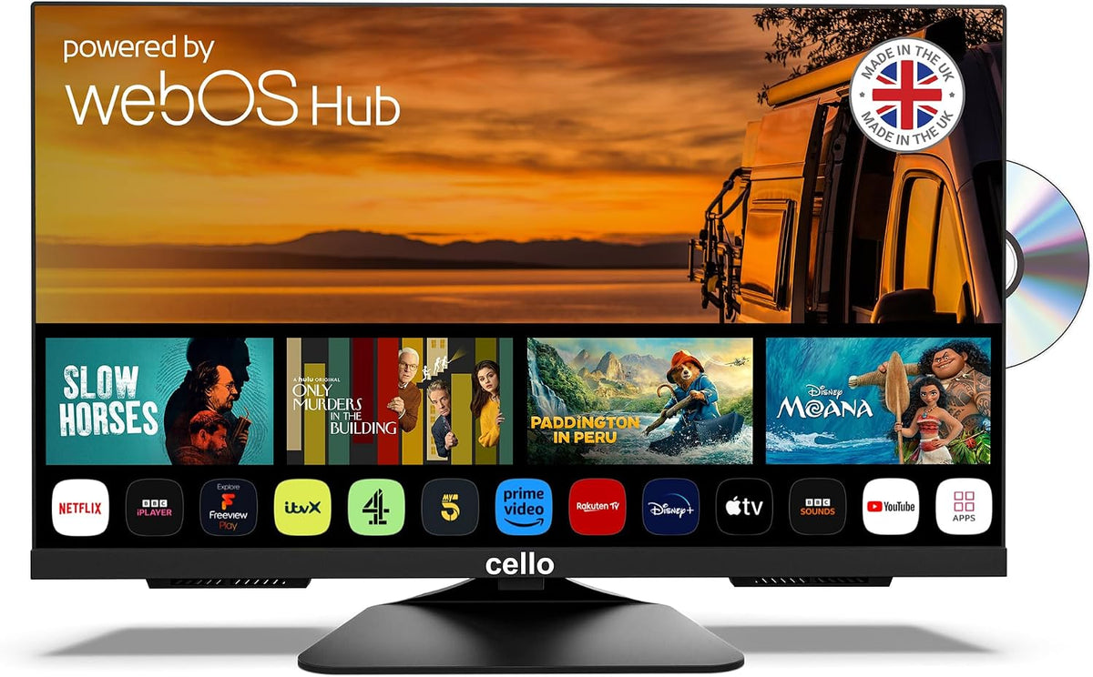 Smart-TV C2425WSF, 230 V, 12 V, mit USB, Schwarz, für Camping, Cello