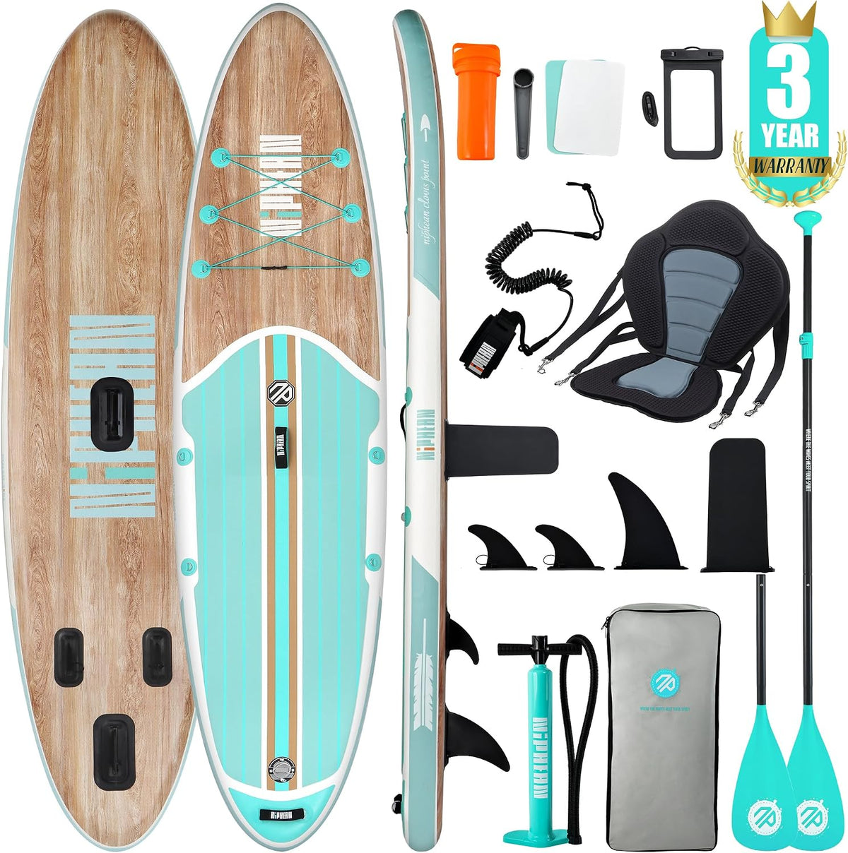 niphean Boards, 320 cm, 200 kg, Holzoptik/Türkis/Schwarz
