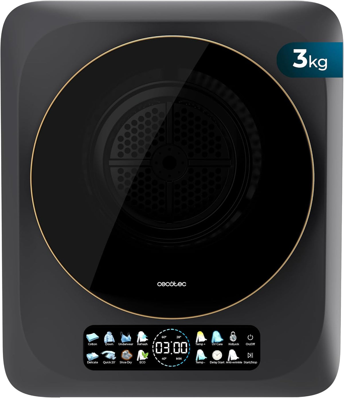 Cecotec Kompakter Ablufttrockner, 3400 V, 3 kg, Schwarz