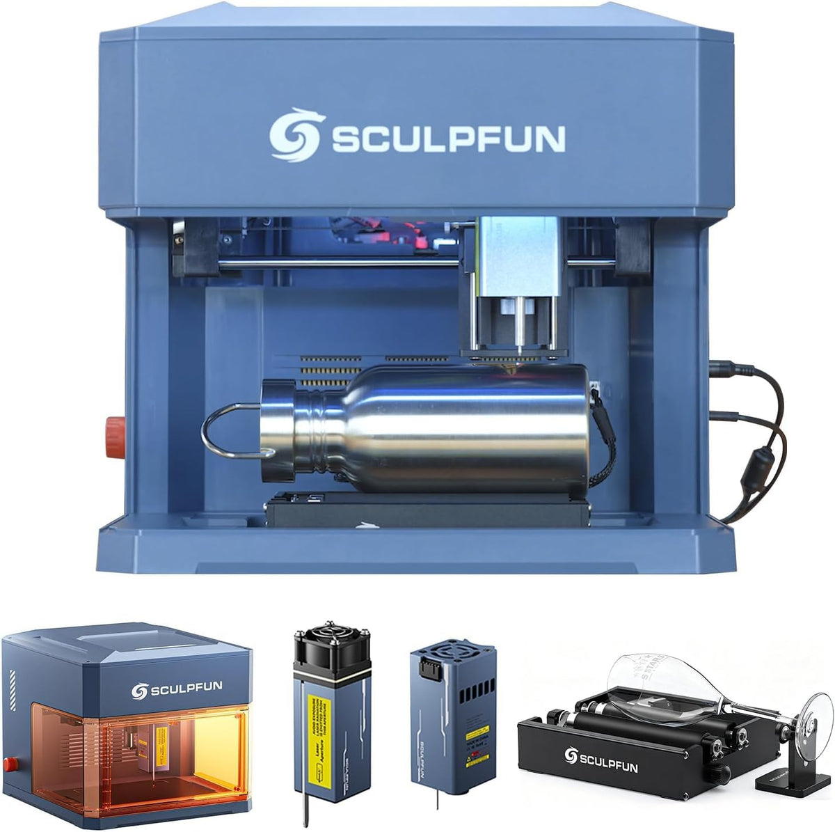 SCULPFUN iCube Ultra Gravurwerkzeug, 12 W, mit USB, Blau/Silber/Schwarz