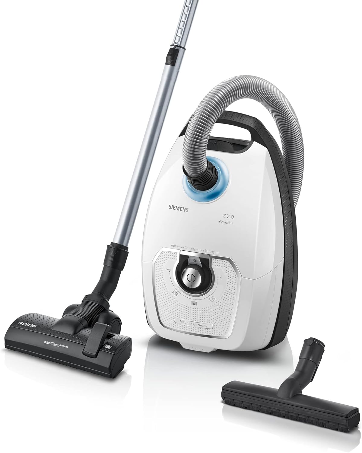 Siemens VSZ7442S Staubsauger, 650 W, verstellbar, mit USB, Weiß/Schwarz