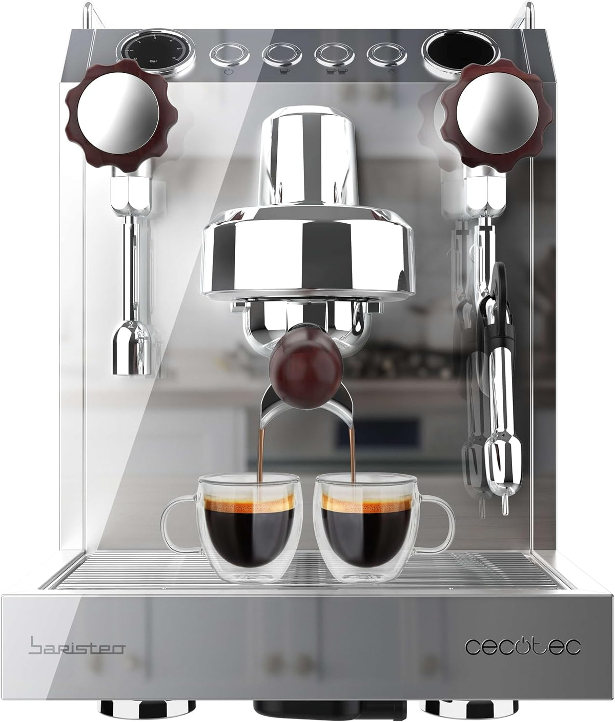 Cecotec Espresso Kaffeemaschine, 1,7 L, 15 Bar, Silber/Rot
