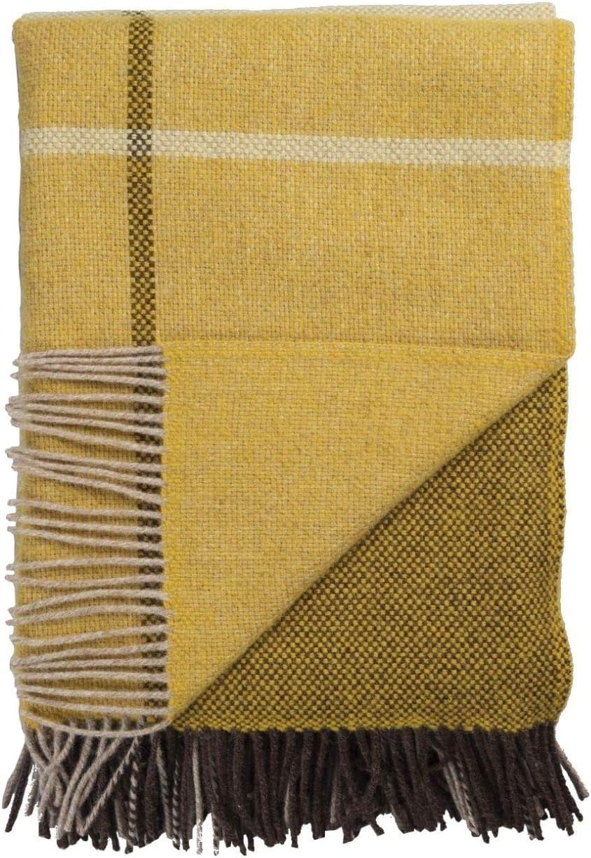 RØROS TWEED Wohn- & Kuscheldecken, 145 × 220 cm, Gelb/Braun/Beige