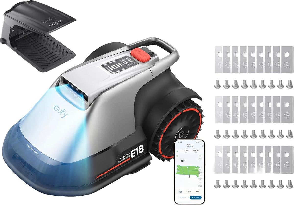 eufy E18 Mähroboter, Silber/Schwarz/Blau