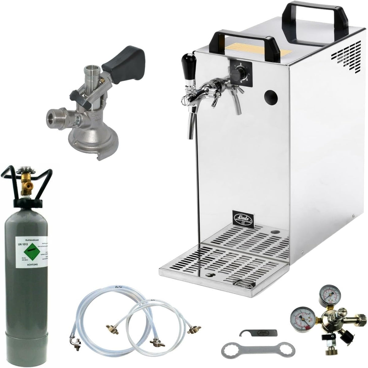 BieTal CO2 Heimbrau-Sets, 2 Kg, Silber/Schwarz