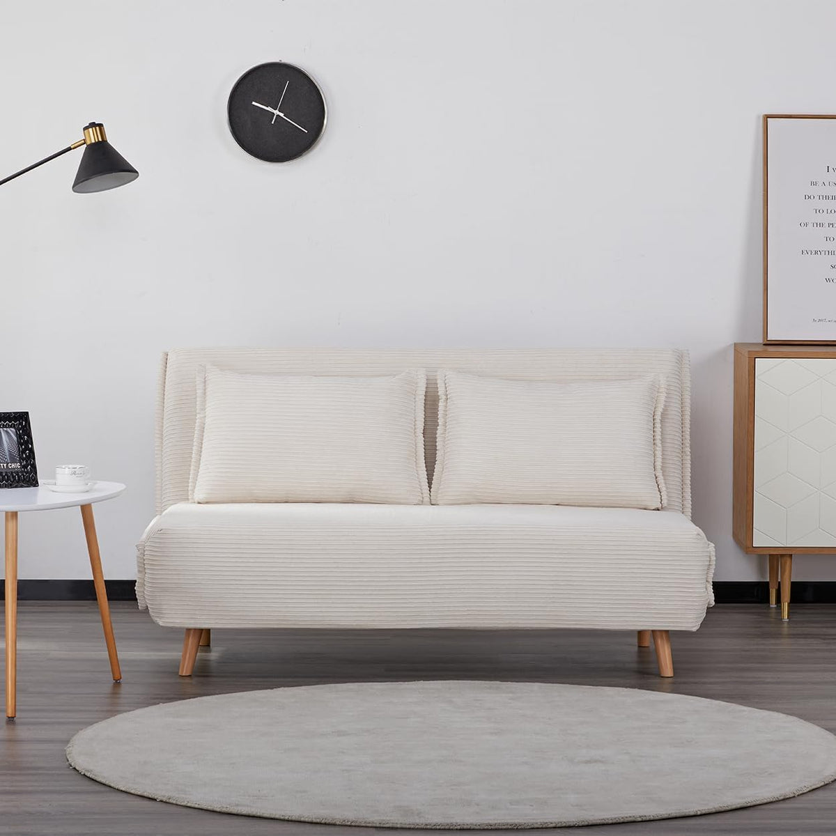Sofa, 160 × 190 cm, 160 cm, klappbar, verstellbar, Weiß, EVERGREENWEB MATERASSI & BEDS