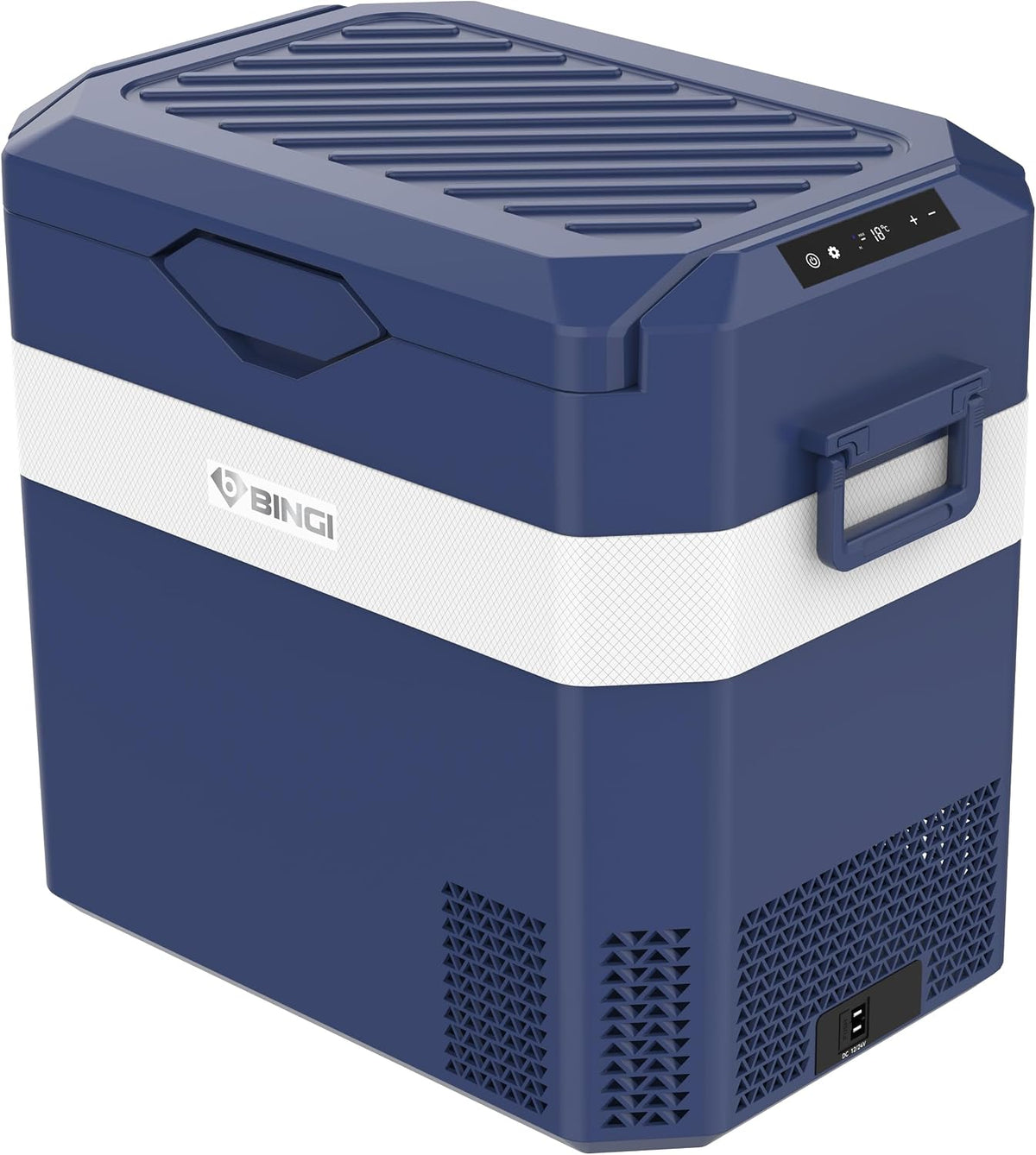 Kühlschrank, 24 V, 230 V, 15 °C, verstellbar, für Camping, Blau/Weiß, B BINGI