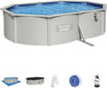 Bestway Hydrium StahlwandPool Set Aufstellpool, 500 × 360 × 120 cm, aus Stahl, Weiß/Blau