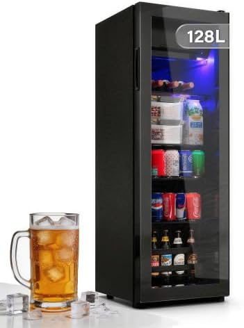 Mini-Kühlschrank 128LMini, 120 L, verstellbar, mit LED, Schwarz, DRIXNO