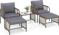 Gartenmöbel-Set Rattan, verstellbar, aus Polyrattan, für den Garten und die Terrasse, Grau, COSTWAY