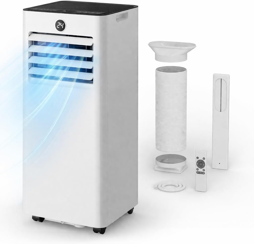 JUMMICO in-1 Klimaanlage, 45 dB, 9000 BTU, 28 m², mit Fernbedienung, mit Timer, Weiß/Schwarz