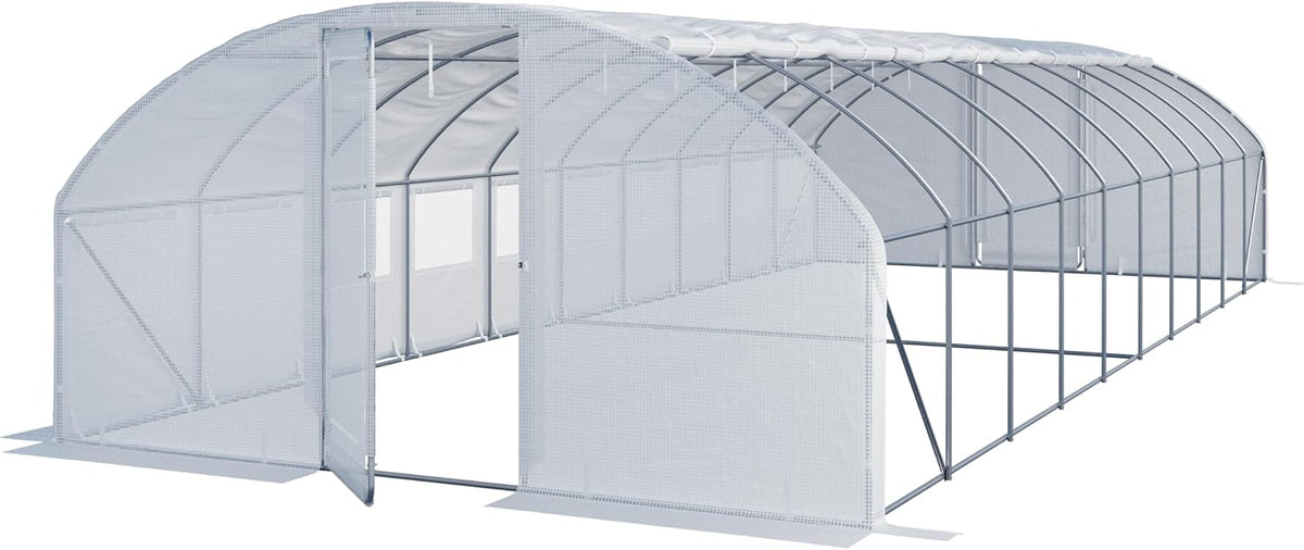 TOOLPORT Foliengewächshaus Gewächshaus, 4 × 10 m, 180 g/m², Weiß/Transparent