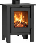 Kaminofen H8, 7,6 kW, 90 m², 850 °C, aus Glas und Keramik, Schwarz, Nemaxx