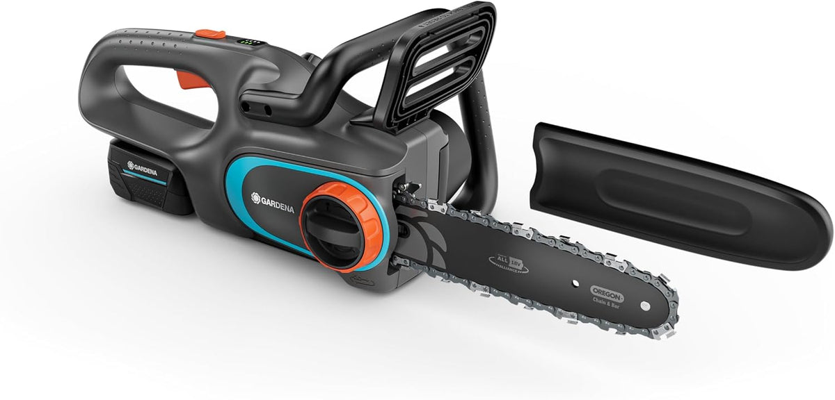 Gardena Kettensäge, 18 V, Schwarz/Grau/Orange/Blau