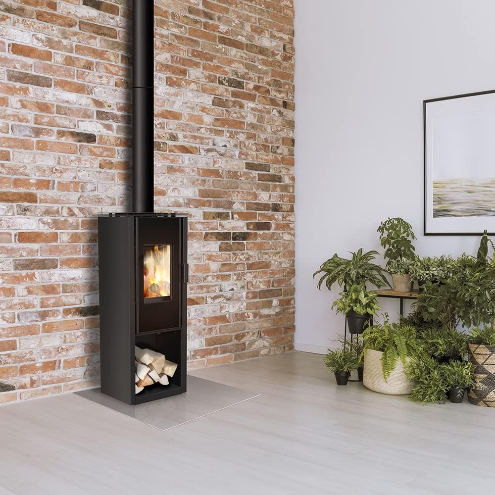 kratki Flat02 Kaminofen, 129 × 49 cm, 6 kW, Schwarz
