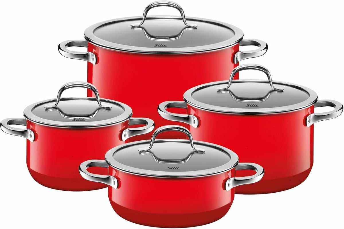 Silit Passion Red Topfset 4 Topfsets, aus Glas und Keramik, Rot