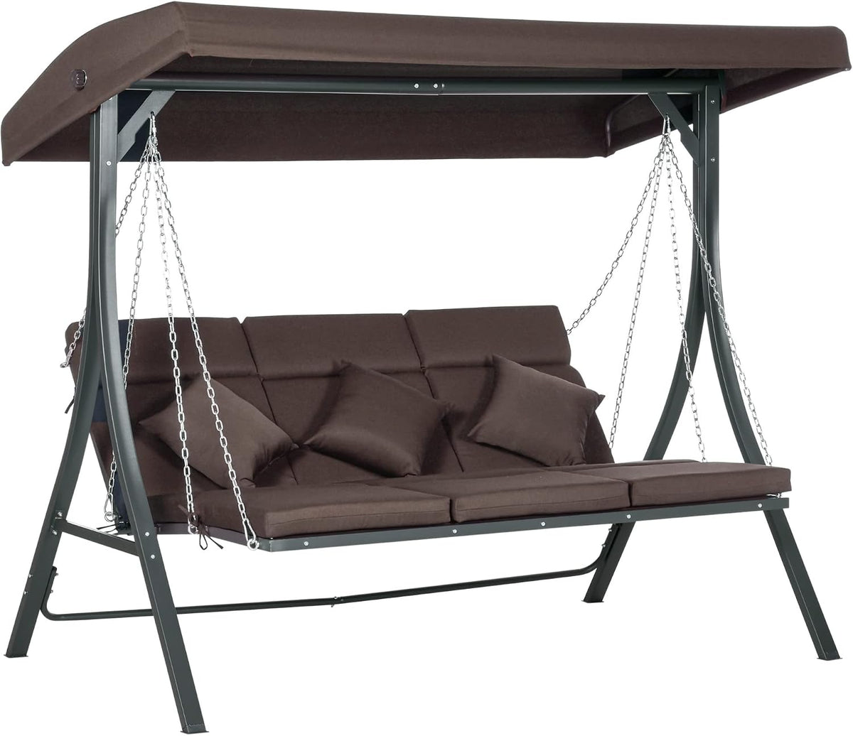 Hollywoodschaukeln, aus Metall, verstellbar, für den Garten und die Terrasse, Braun, Zenithz